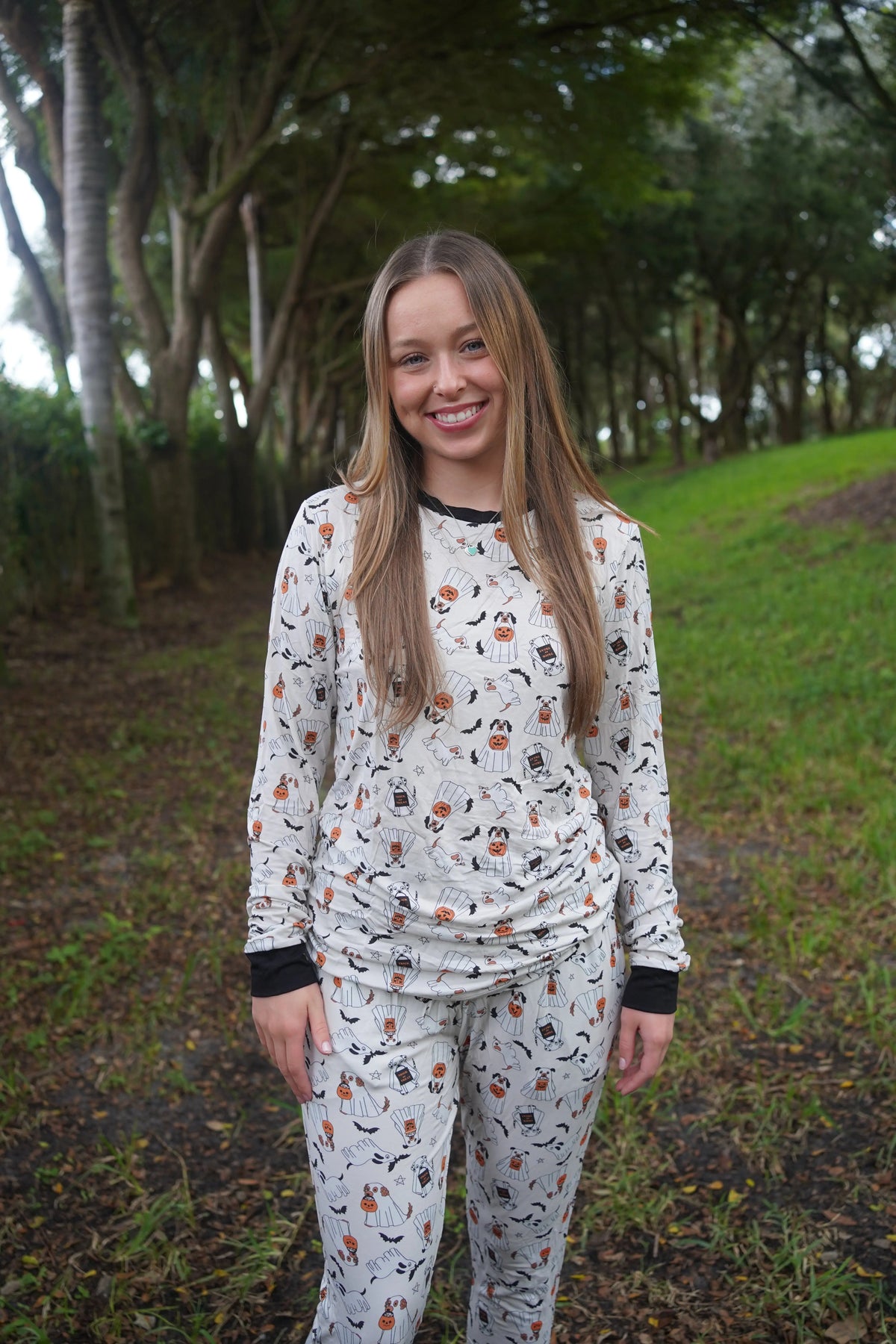 Dreamlet Howl - O - Ween Pups (Women's Long Sleeve PJ) - 