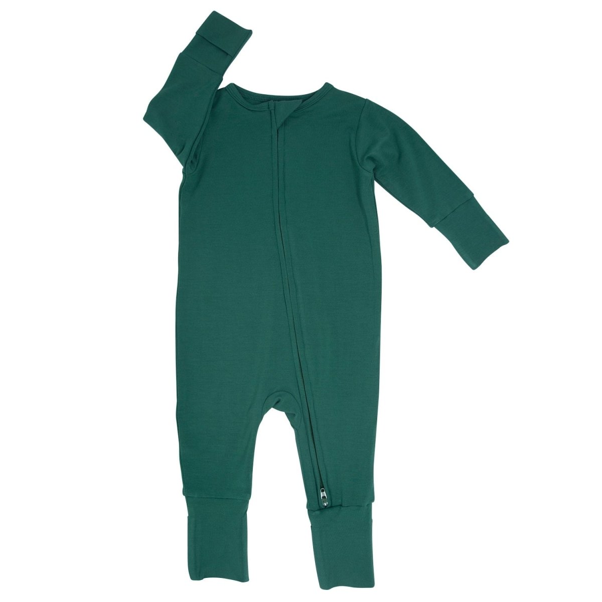 Sweet Bamboo Hunter Green Convertible Baby Romper With 2 Way Zip - Everetts Place Boutique - 