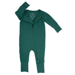 Sweet Bamboo Hunter Green Convertible Baby Romper With 2 Way Zip - Everetts Place Boutique - 