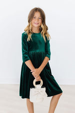 Mila & Rose ® Hunter Green Velvet Dress for Special Occasions - Everetts Place Boutique - 