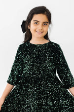 Hunter Green Velvet Sequin Dress For Girls Birthday Party Mila & Rose ® Everetts Place: Online Boutique