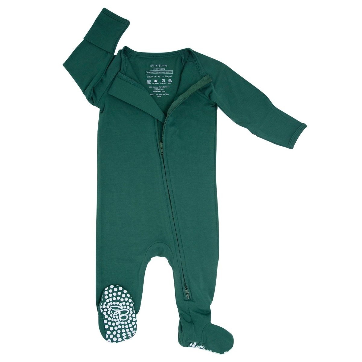 Hunter Green Zipper Footie Baby Onesie With Two Way Zip Sweet Bamboo Everetts Place: Online Boutique