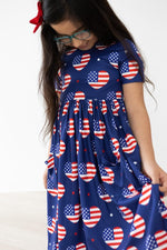 Mila & Rose ® I Heart The USA Short Sleeve Pocket Twirl Dress For Girls - Everetts Place Boutique - 