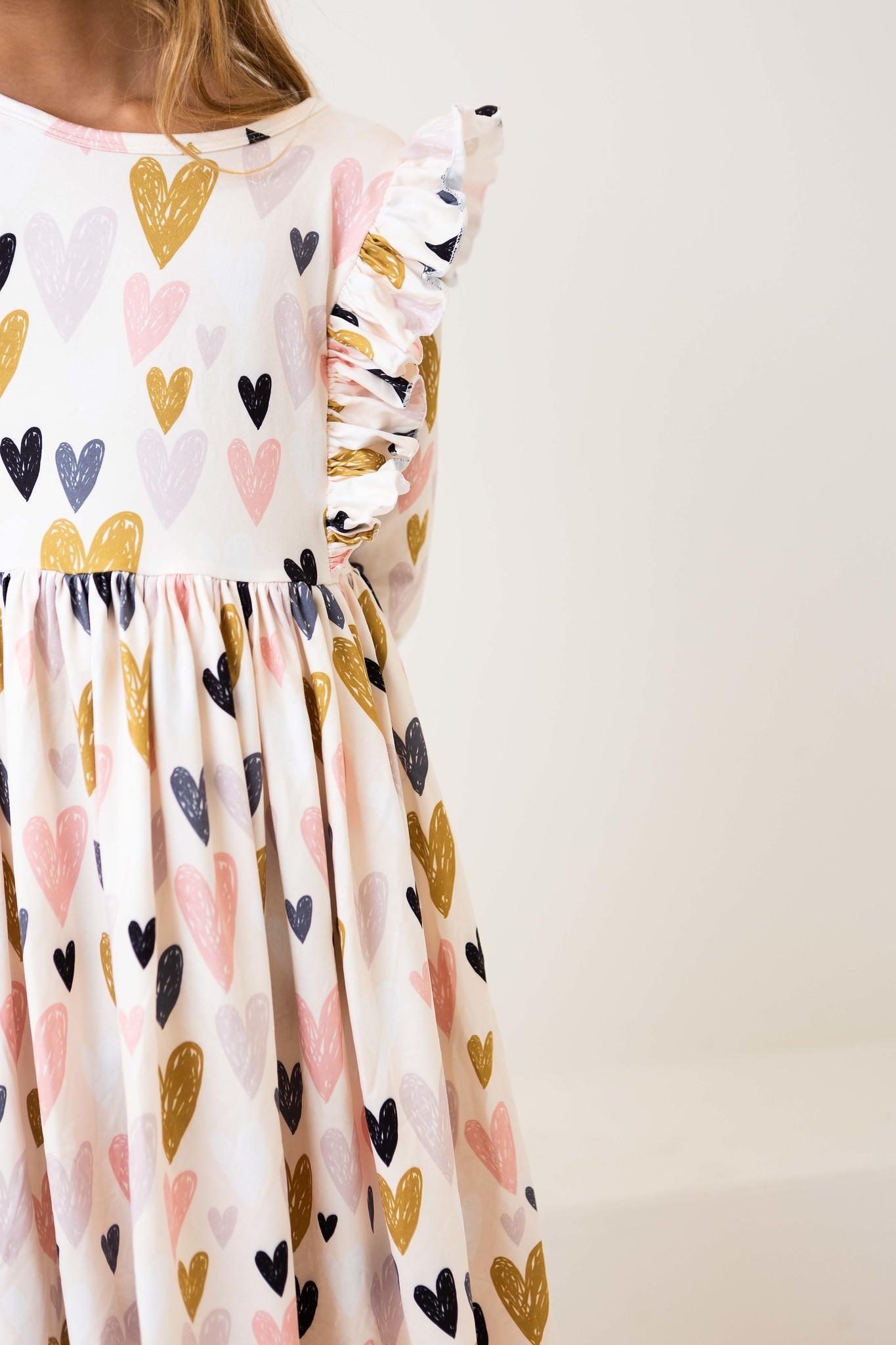 I Heart You Three Quarter Sleeve Ruffle Twirl Dress Mila & Rose ® Everetts Place: Online Boutique