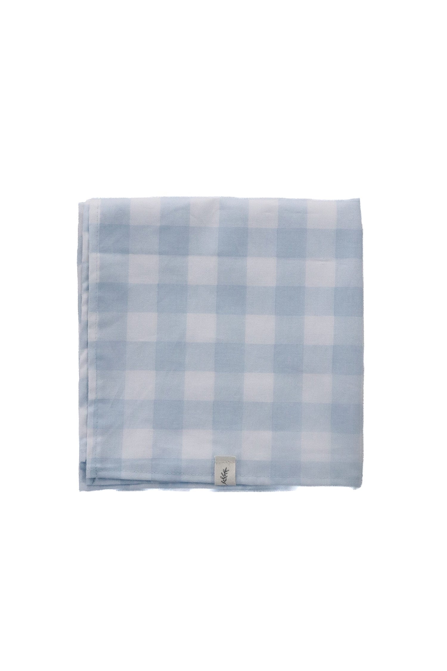 Soft organic marine blue baby blanket by Little Mae & Co, gently folded on a white surface.