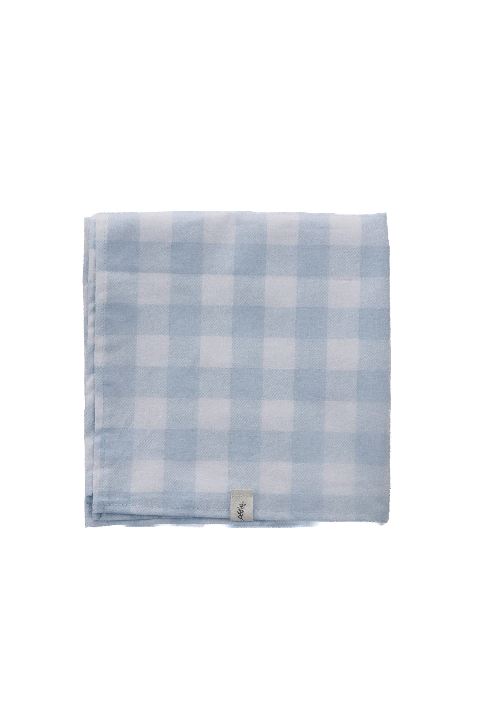Soft organic marine blue baby blanket by Little Mae & Co, gently folded on a white surface.