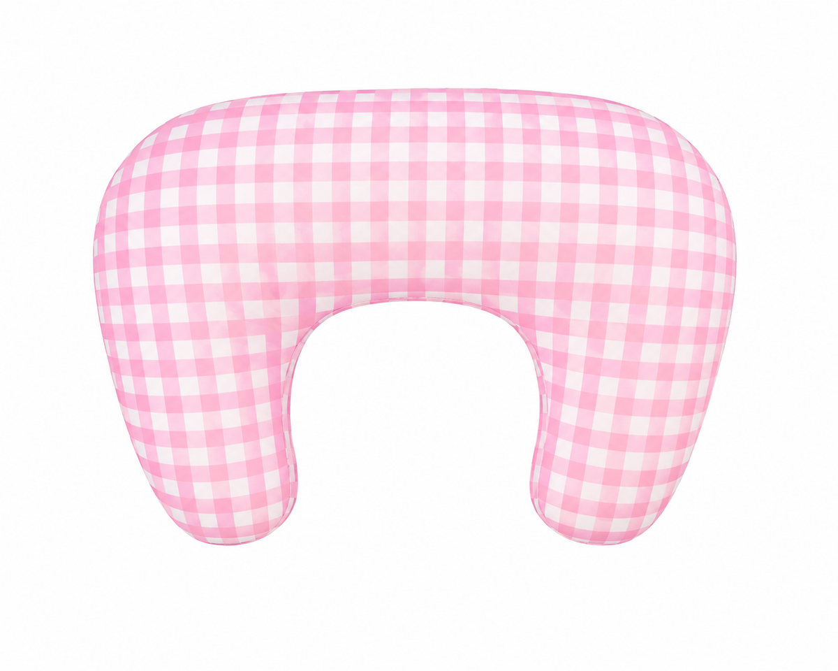 Pink Gingham Ruffle Nursing Pillow Cover by Little Mae & Co