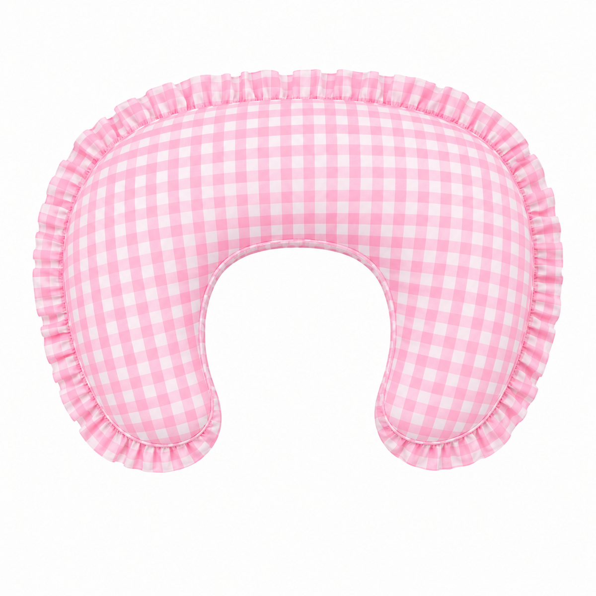 Pink Gingham Ruffle Nursing Pillow Cover by Little Mae & Co