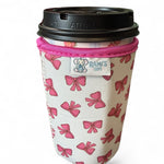 Rami’s Sips Pink Bow Hot & Cold Cup Cozy: Coozie by Rayn’s Tiny Stitches