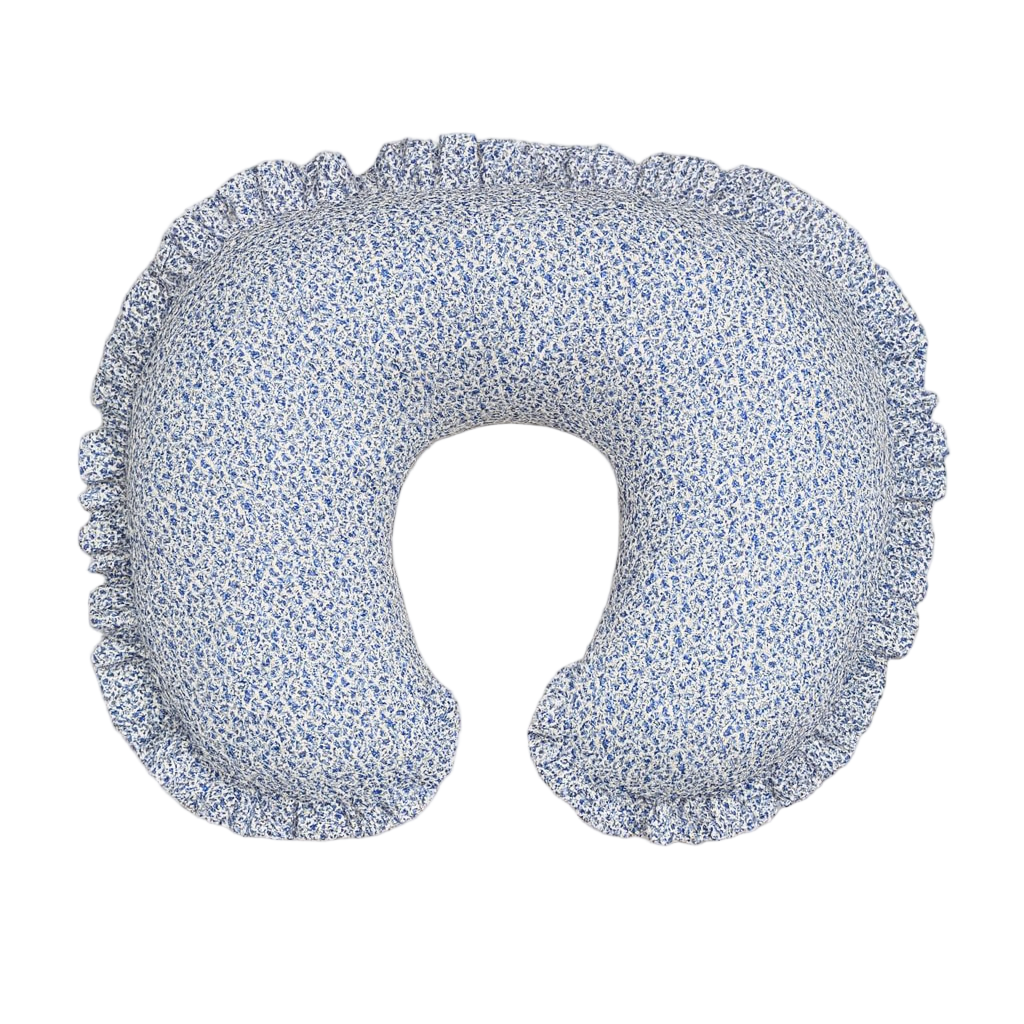 Blue Floral Ruffle Nursing Pillow Cover by Little Mae & Co