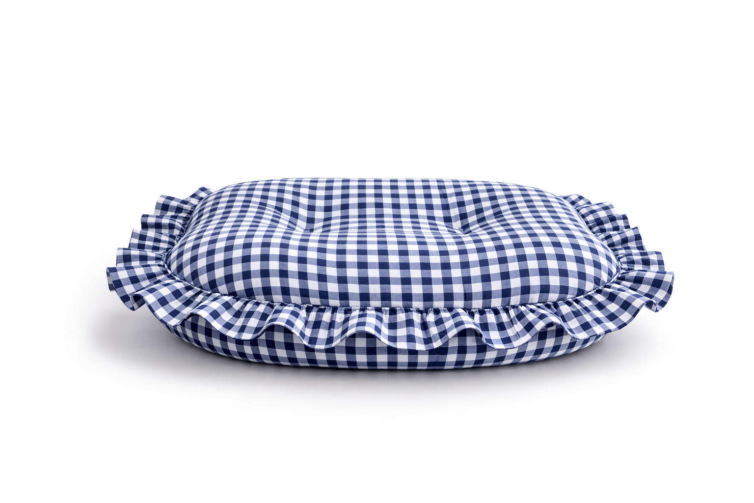 Navy Blue Gingham Ruffle Baby Lounger Cover by Little Mae & Co