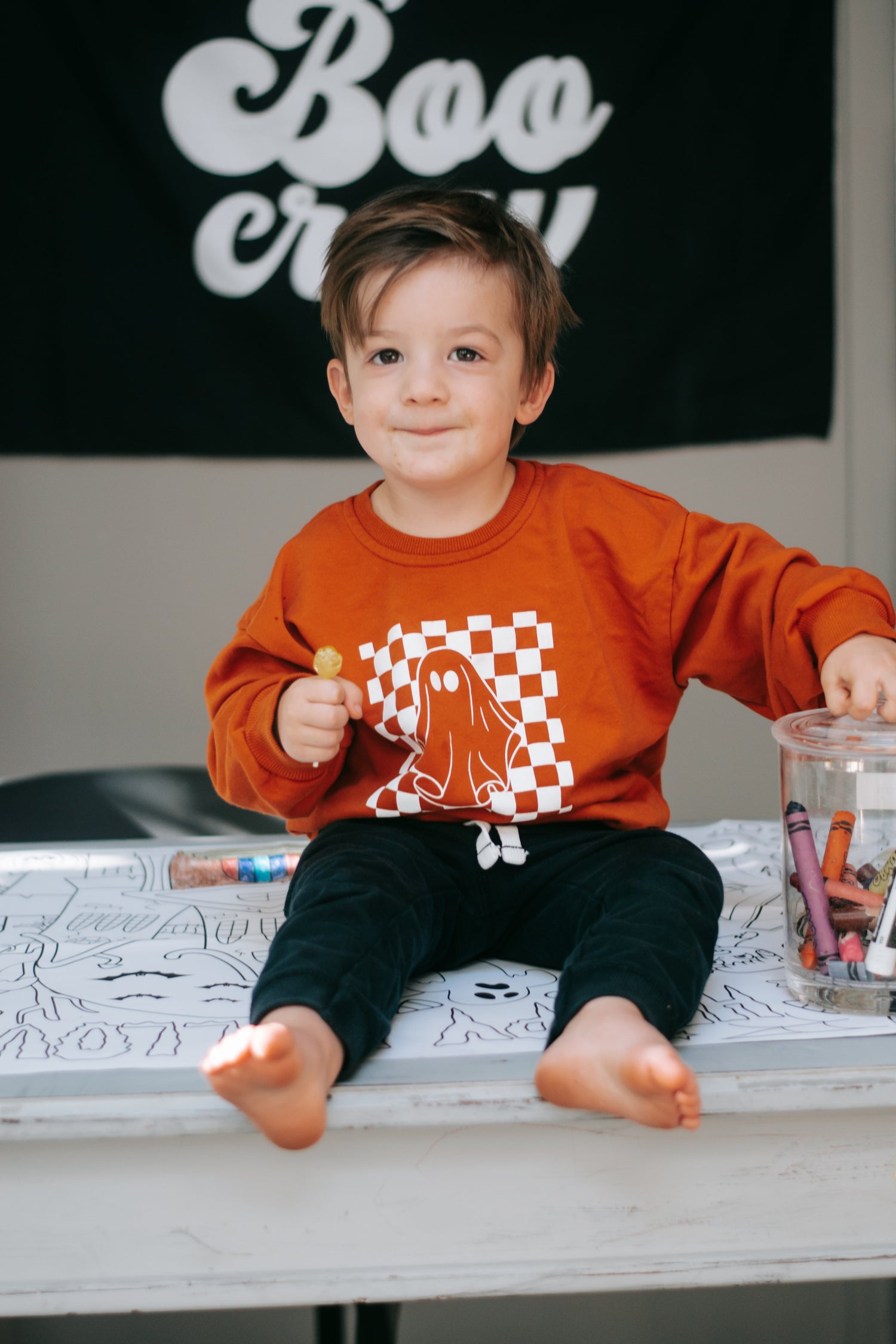 Checkered Ghost Crewneck Sweatshirt