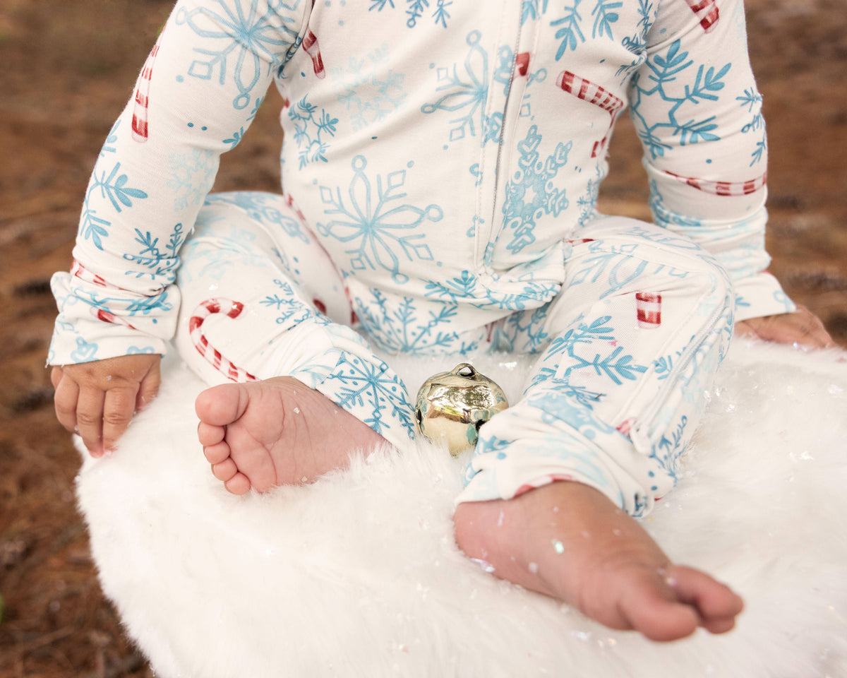 My First Candy Cane: Baby Zip Bamboo Onesie by Rayn’s Tiny Stitches