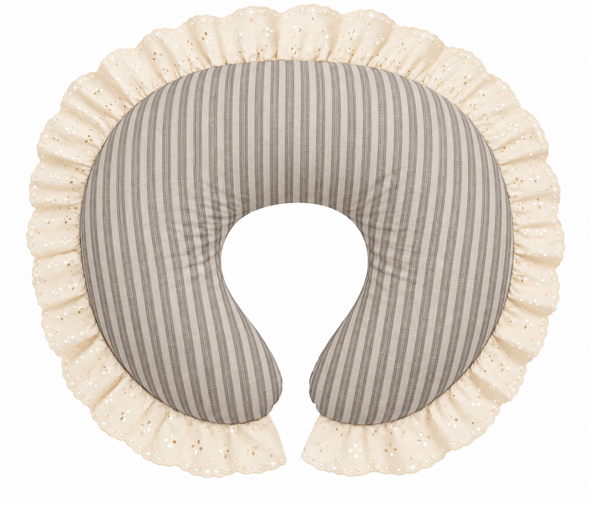 Ivory Eyelet Ruffle Original Nursing Pillow Cover by Little Mae & Co