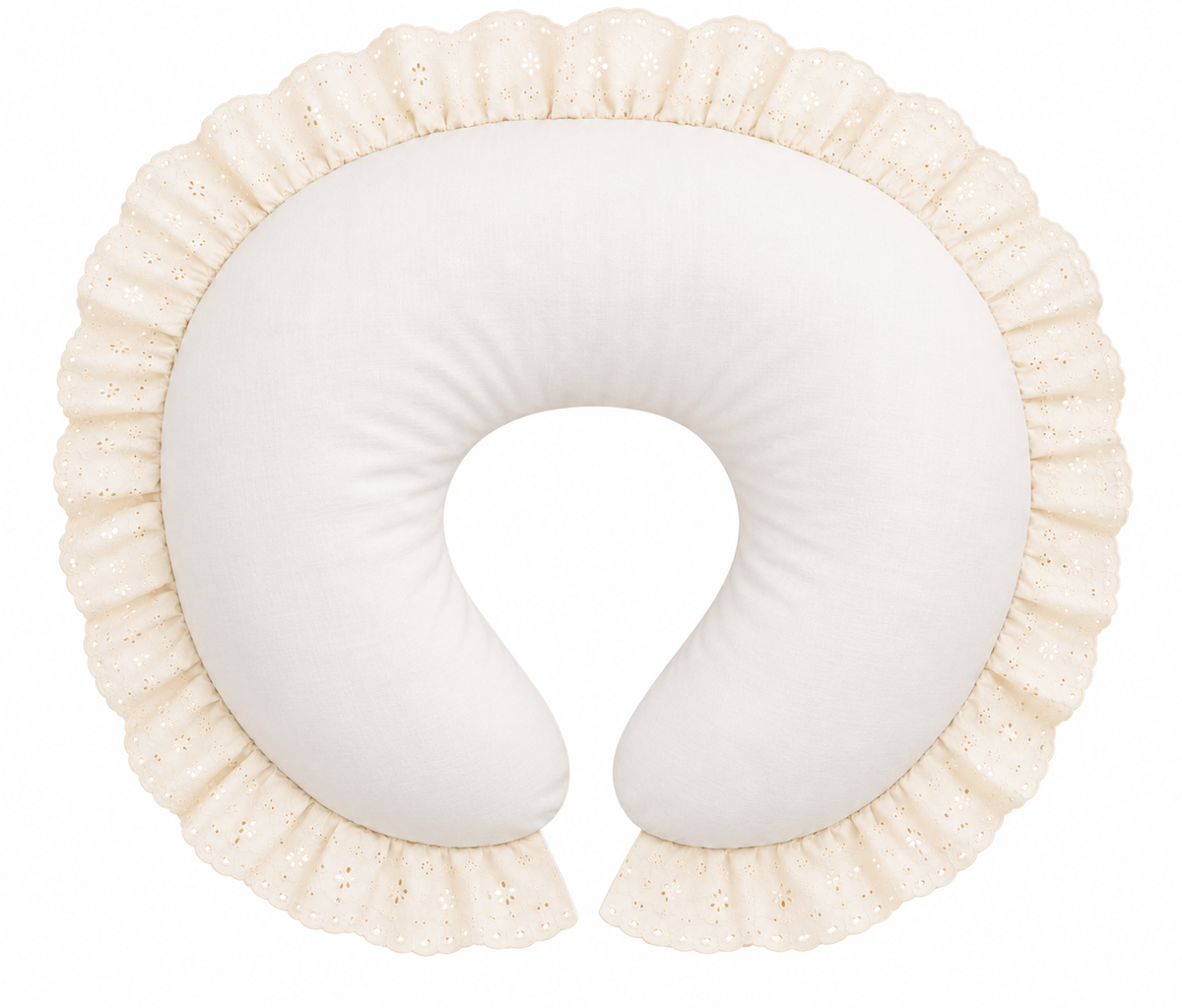 Ivory Eyelet Ruffle Original Nursing Pillow Cover by Little Mae & Co