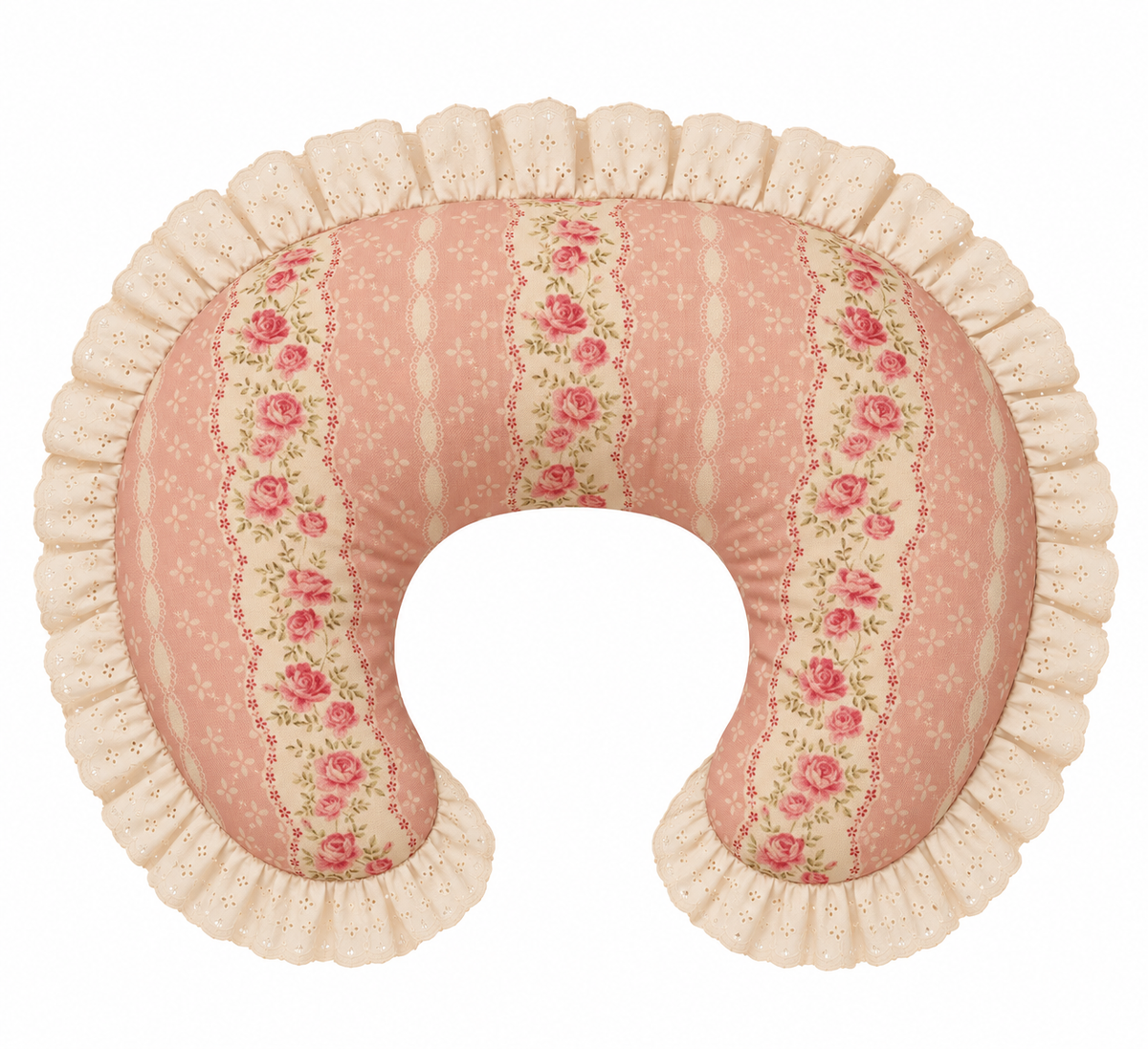 Ivory Eyelet Ruffle New Nursing Pillow Cover by Little Mae & Co
