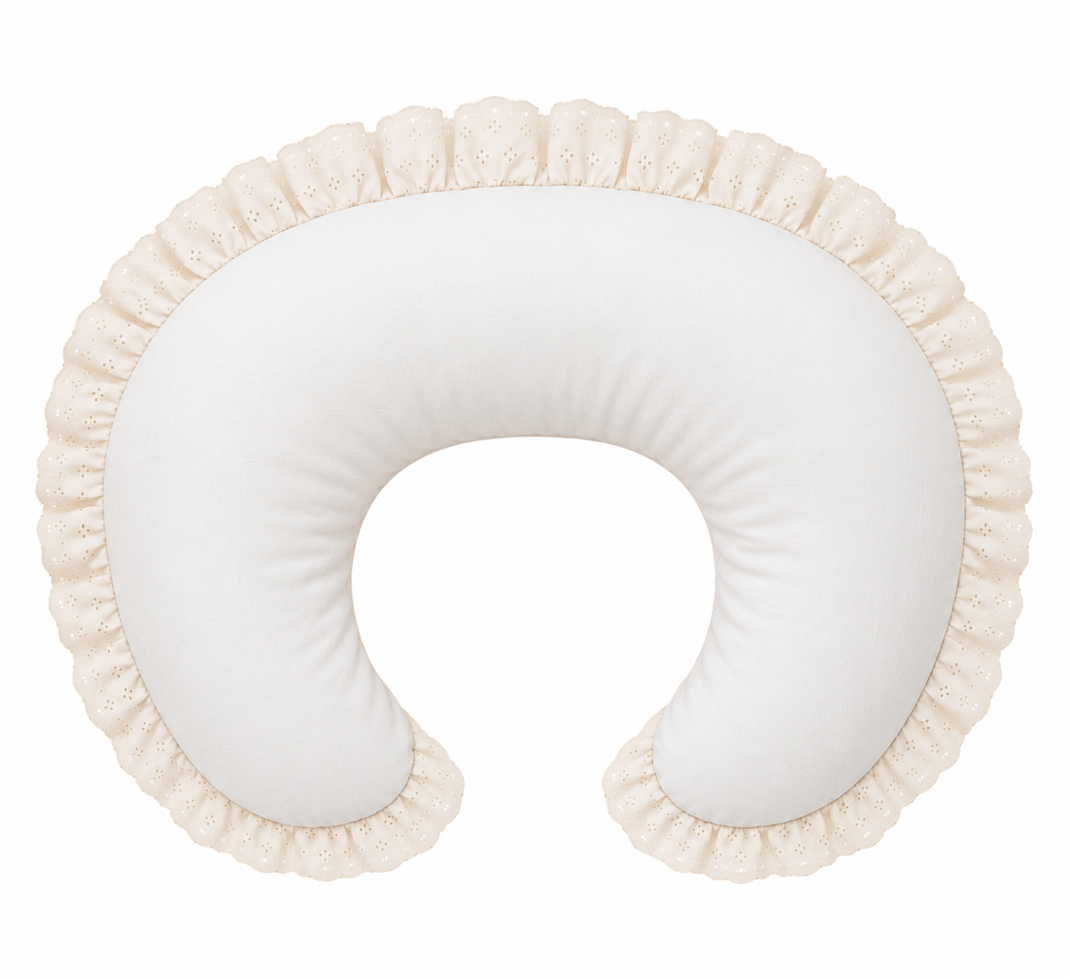 Ivory Eyelet Ruffle New Nursing Pillow Cover by Little Mae & Co