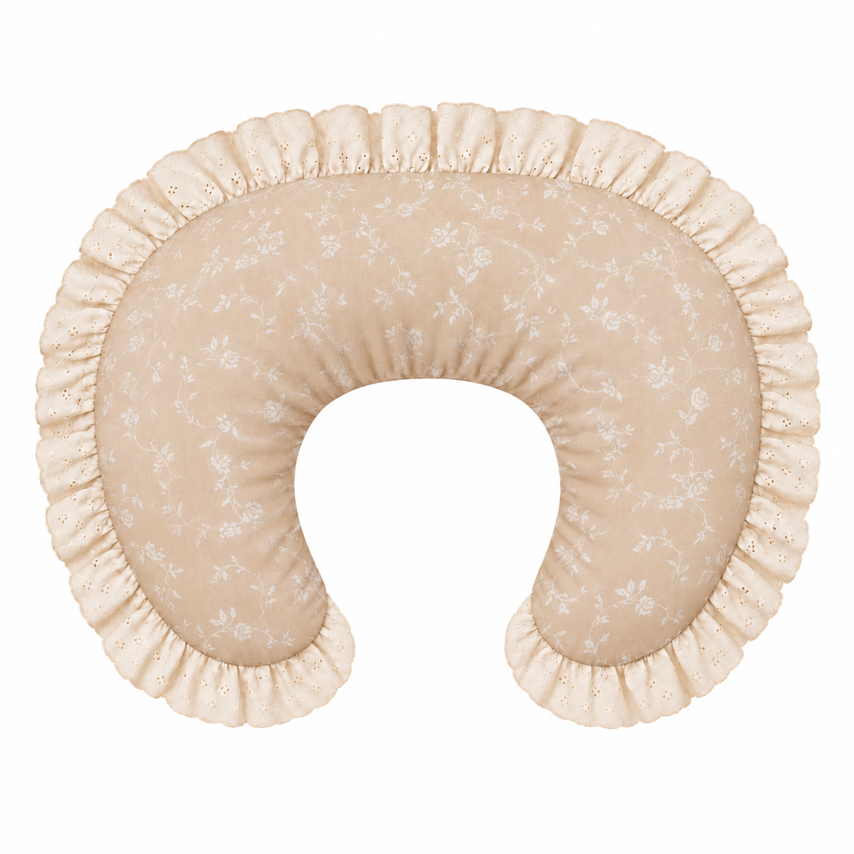Ivory Eyelet Ruffle New Nursing Pillow Cover by Little Mae & Co