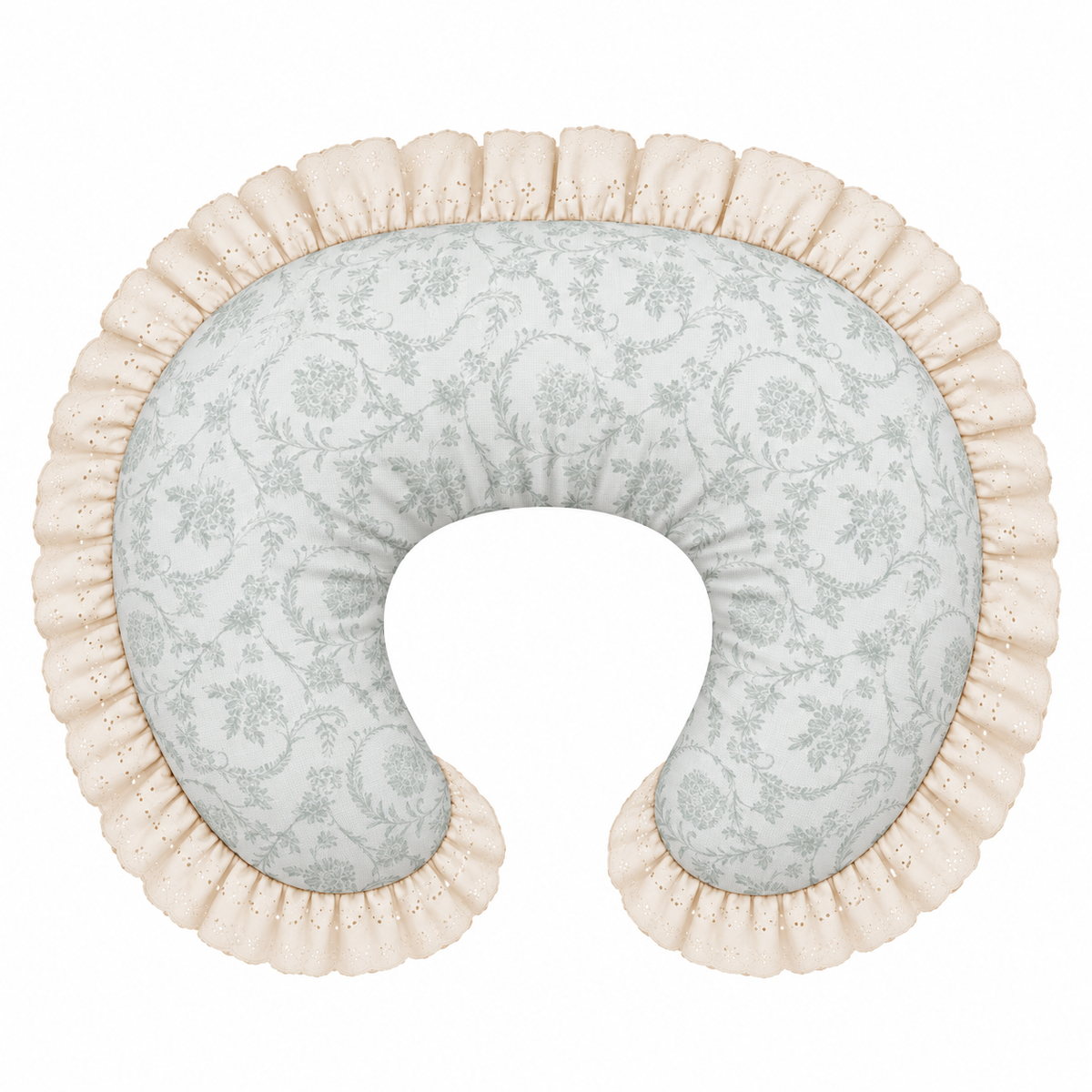 Ivory Eyelet Ruffle New Nursing Pillow Cover by Little Mae & Co