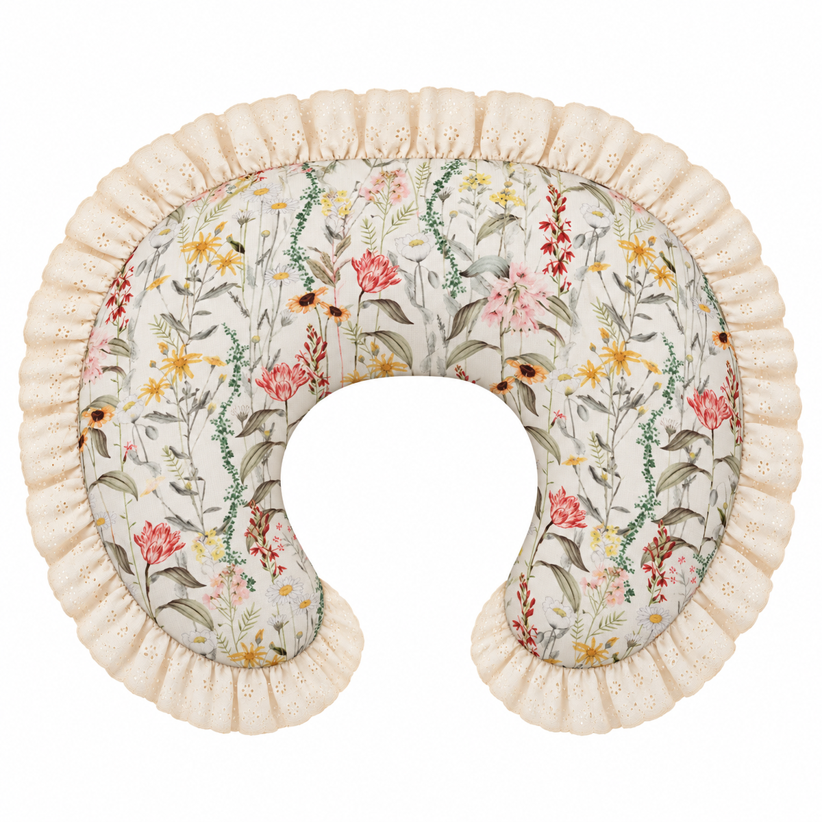 Ivory Eyelet Ruffle New Nursing Pillow Cover by Little Mae & Co