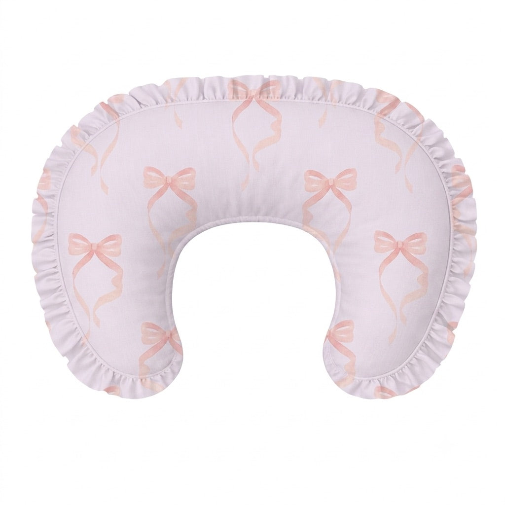 Pink Bow Ruffle Nursing Pillow Cover by Little Mae & Co