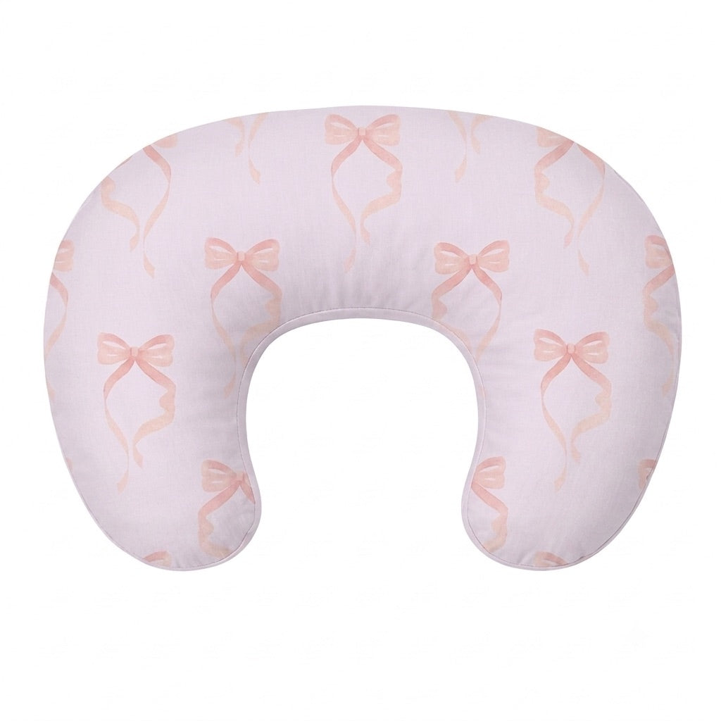 Pink Bow Ruffle Nursing Pillow Cover by Little Mae & Co