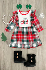Rylee Faith Designs Rylee Faith Plaid Christmas Tree Truck Boutique Dress - Dress