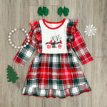 Rylee Faith Designs Rylee Faith Plaid Christmas Tree Truck Boutique Dress - Dress