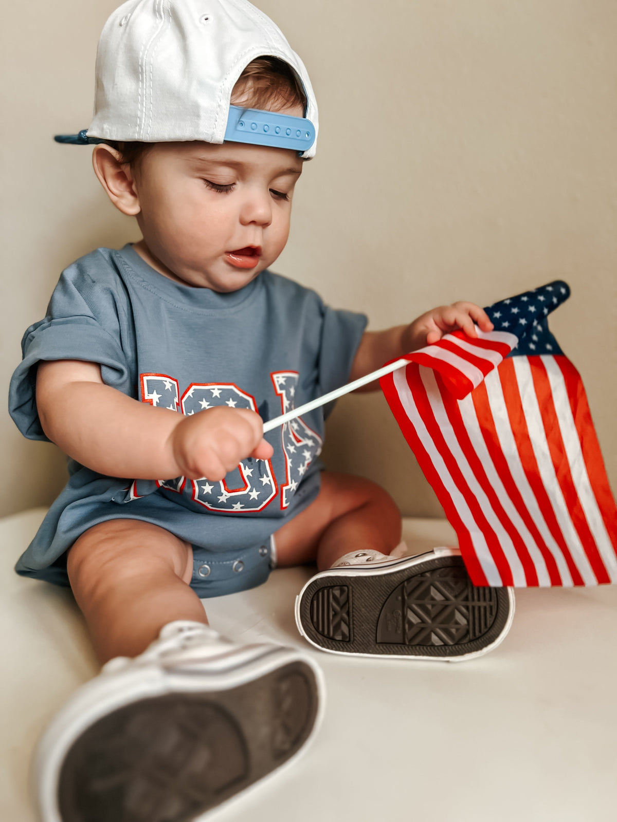 USA Stars T-Shirt Romper by Little Joy Co. at Everetts Place