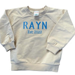 Custom Embroidered Baby Sweatshirt – Personalized Soft Bamboo Pullover by Rayn’s Tiny Stitches