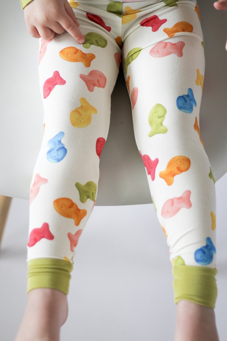 My First Snack Bamboo Pajamas – Green & Pink Lining Toddler PJs by Rayn’s Tiny Stitches
