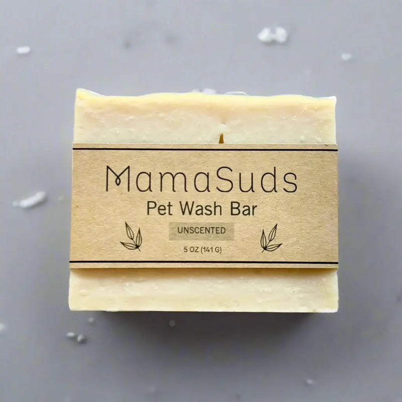 Pet Wash Bar Unscented made with saponified olive oil, 5 oz, vegan, and biodegradable.
