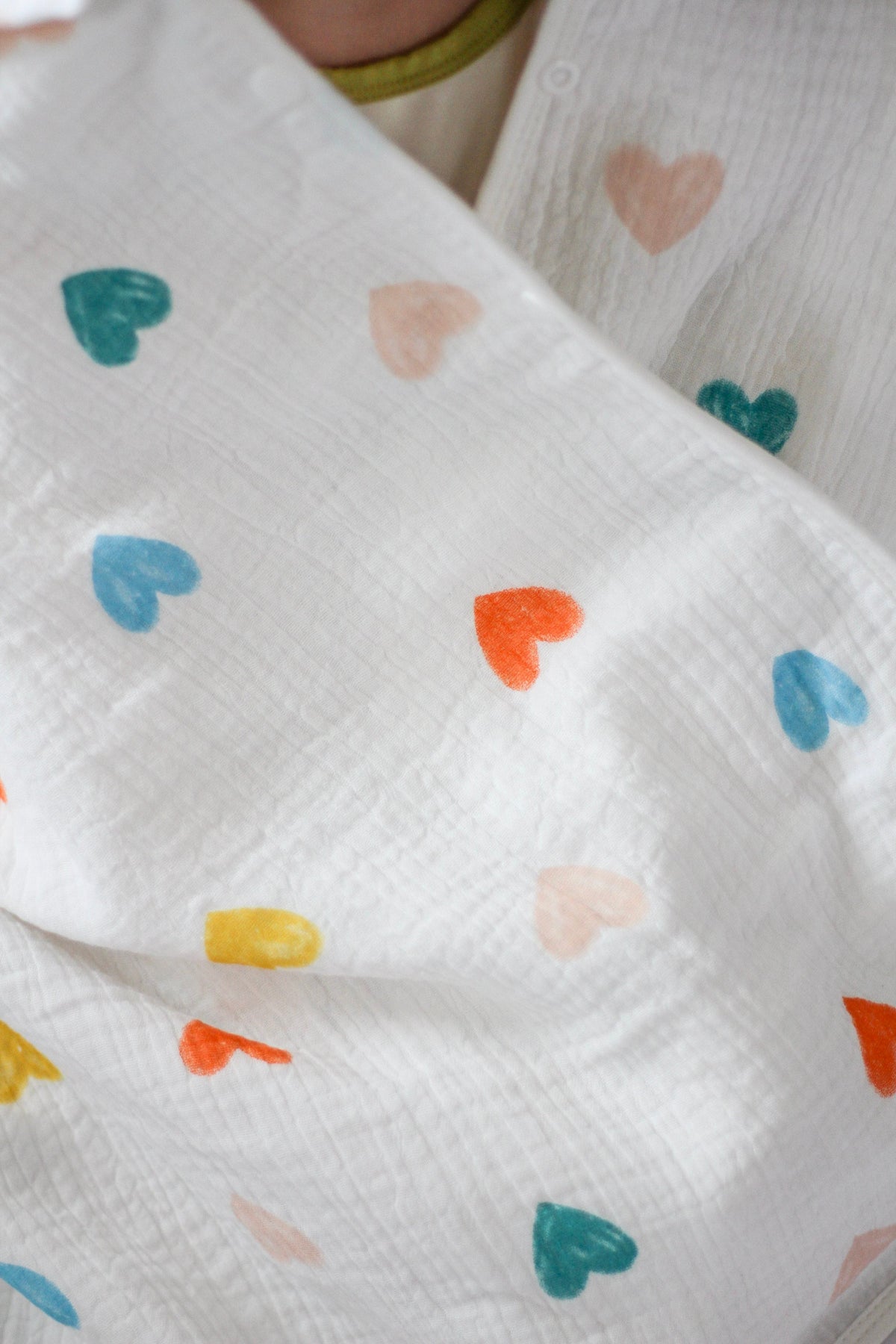 Muslin Cotton Girl’s Hooded Bathrobe – Colorful Hearts Cover-Up by Rayn’s Tiny Stitches