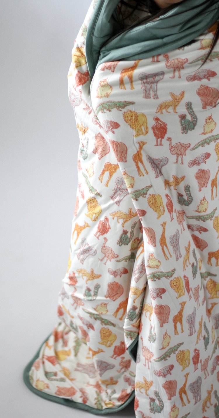 My First Zoo Trip-Toddler Bamboo Blanket – Soft, Warm & Reversible by Rayn’s Tiny Stitches