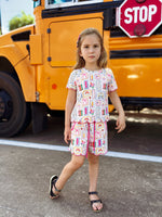 Back to School Print Pajama Short Set - School by Rylee Faith Designs