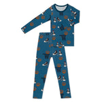 Two-piece kids' pajama set with hoops print, long sleeve top and pull-on pants