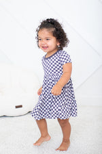 Soft Knit Toddler Dress - Charcoal Checks Pattern by Bestaroo
