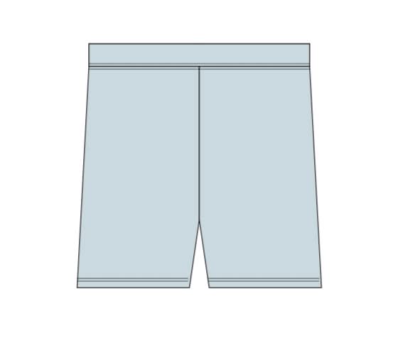 Black biker shorts with a short 4-inch inseam laid flat