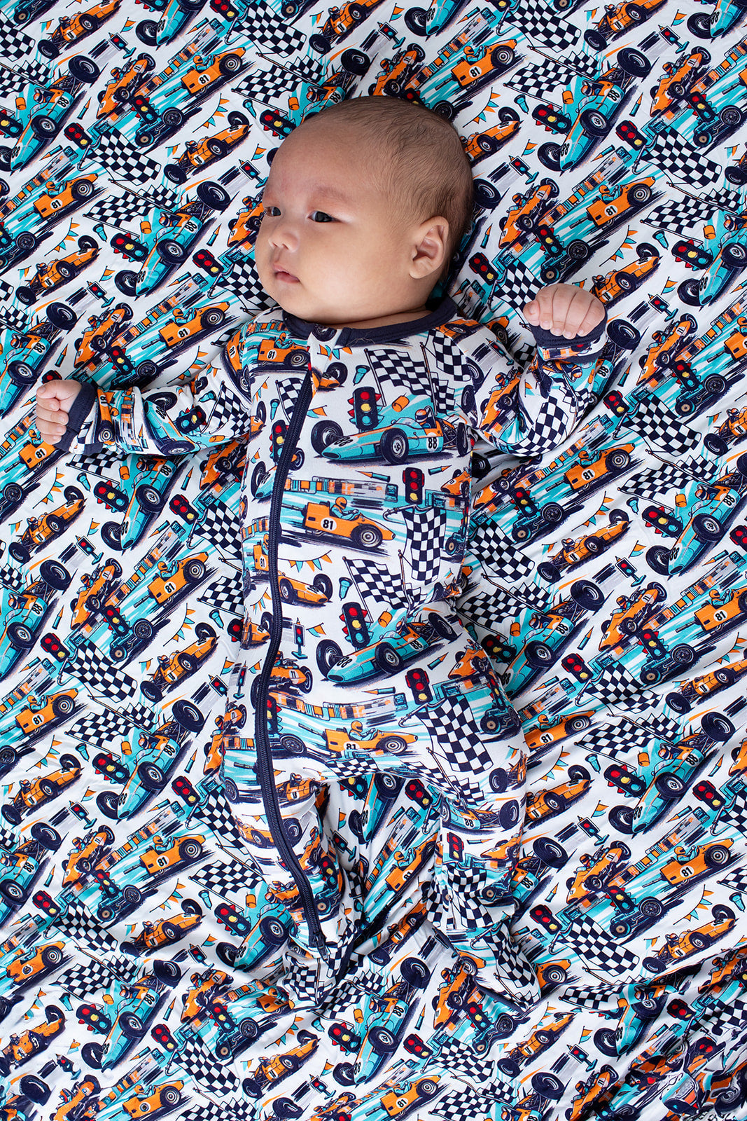 Bamboo Spandex Footie Pajamas - Apex Dreams Print