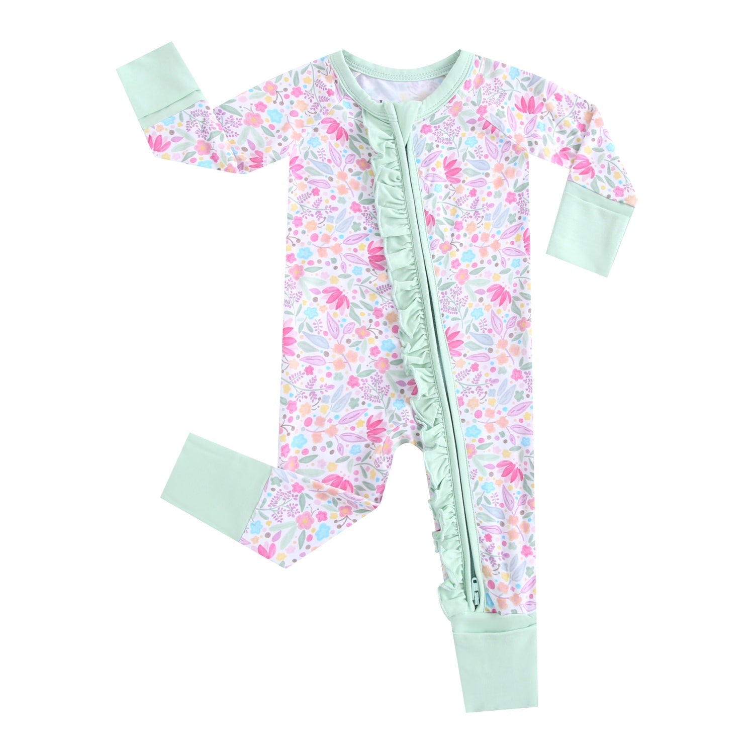 Tiny Blooms Ruffled Zippered Baby Romper by Luxie Charm at Everetts Place