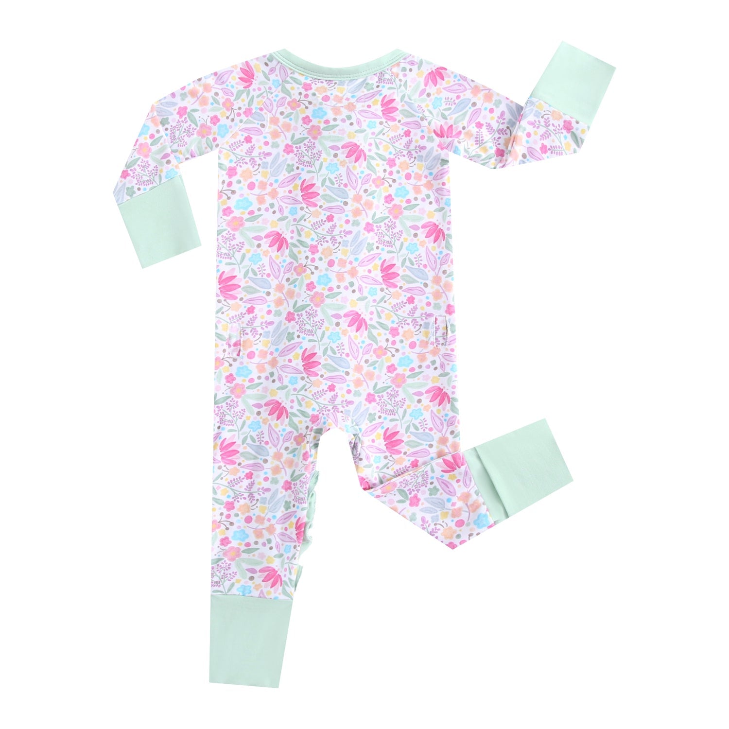 Tiny Blooms Ruffled Zippered Baby Romper by Luxie Charm at Everetts Place