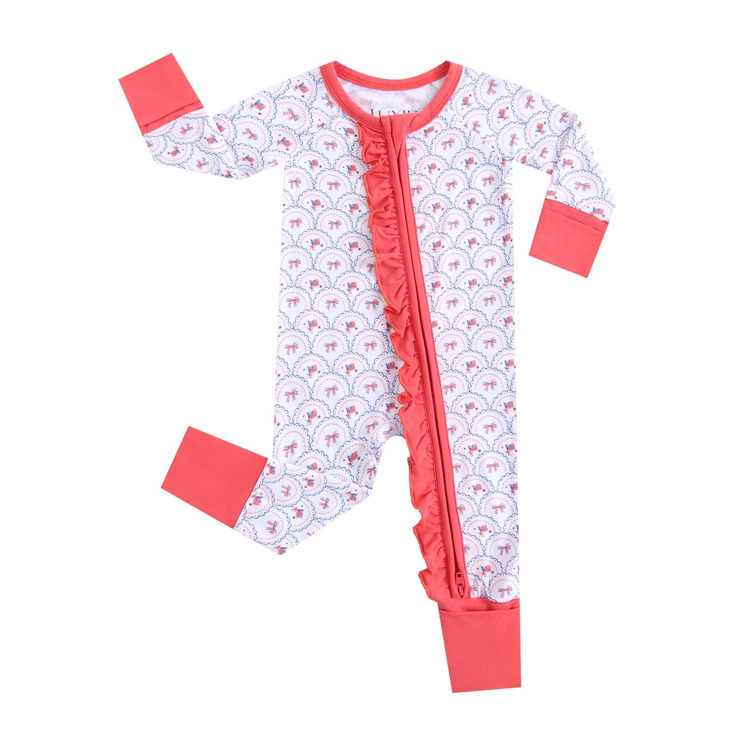 Liberty & Lace Ruffled Zippered Baby Romper by Luxie Charm at Everetts Place
