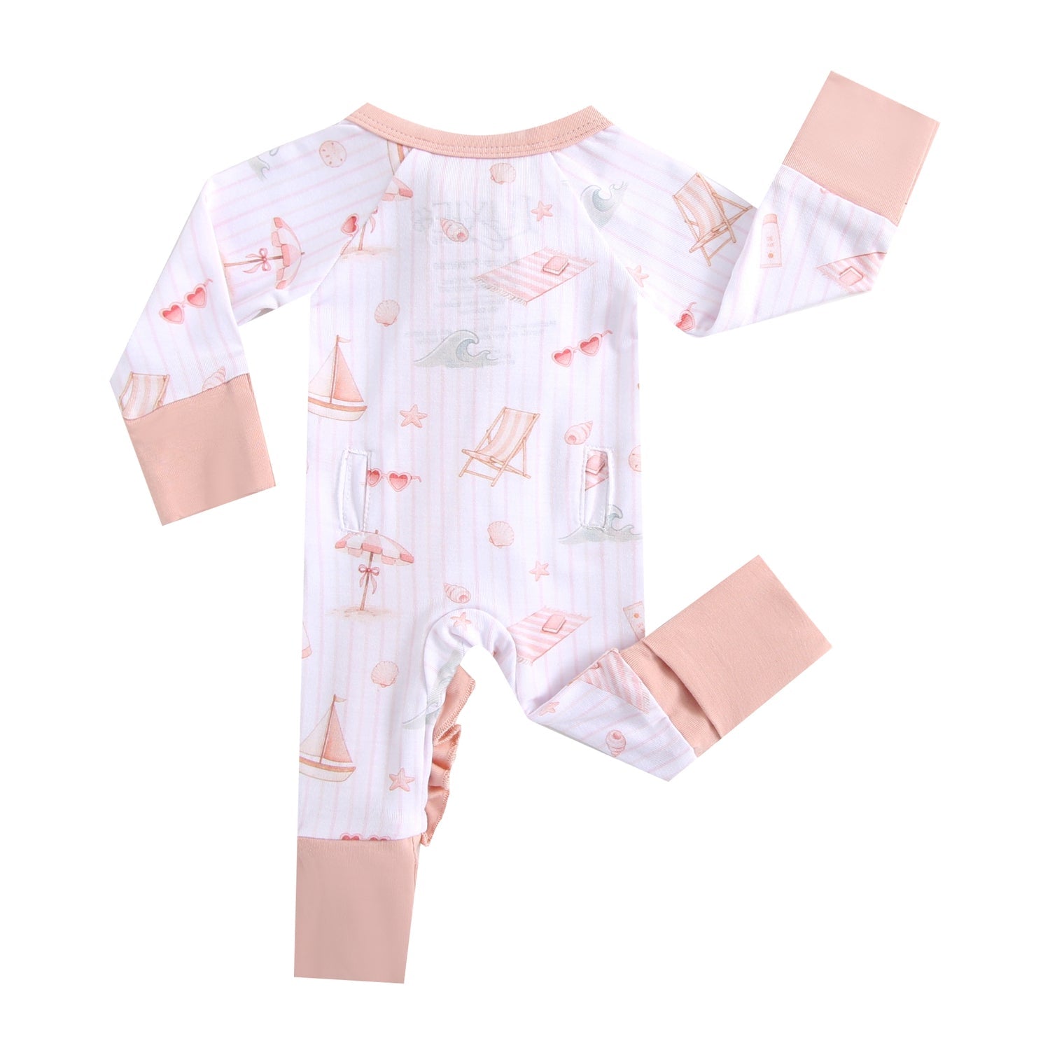Beach Baby Ruffled Zippered Baby Romper by Luxie Charm at Everetts Place