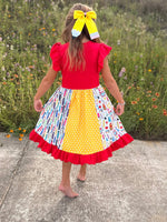 Girls Back To School Pencil Twirl Dress Ruffle Patchwork by Rylee Faith Designs at Everetts Place