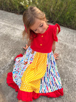 Girls Back To School Pencil Twirl Dress Ruffle Patchwork by Rylee Faith Designs at Everetts Place