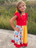 Girls Back To School Pencil Twirl Dress Ruffle Patchwork by Rylee Faith Designs at Everetts Place