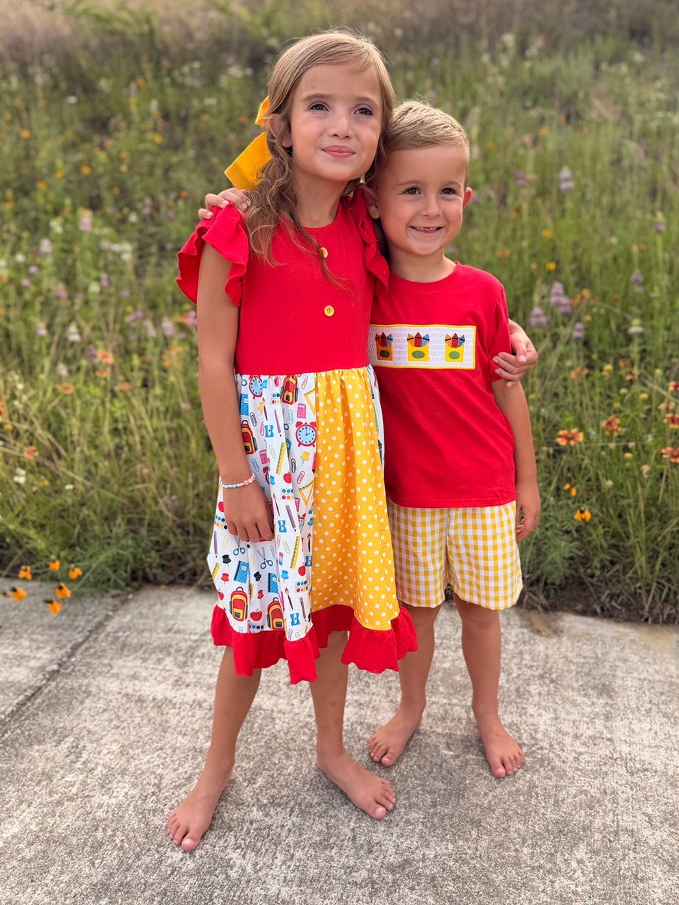 Girls Back To School Pencil Twirl Dress Ruffle Patchwork by Rylee Faith Designs at Everetts Place