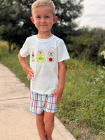 Boys Back To School Dog Plaid Short Set Applique - Sleeve, Happiness, T-shirt, Smile, Baby & Toddler Clothing | Everetts Place