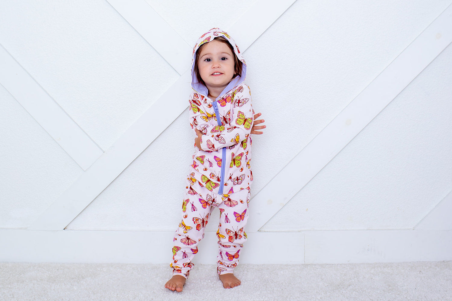 Relaxed fit baby joggers in soft ButterBloom pink with an elastic drawstring waist