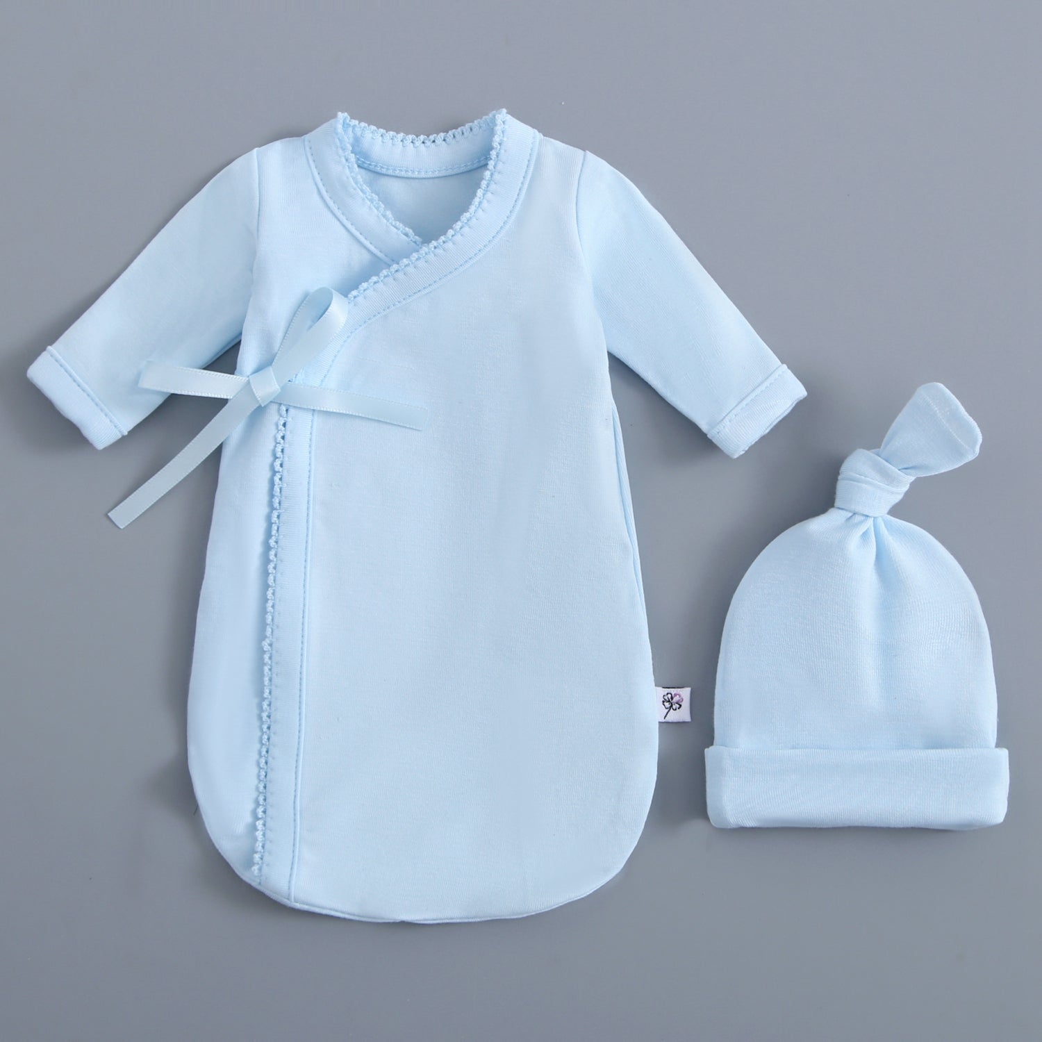 Light Blue Bereavement Gown & Hat Set by Luxie Charm at Everetts Place